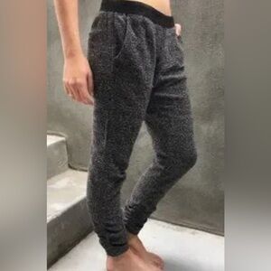 Free People Heather Gray Metallic Knit Jogger Pants Ruched Ankle